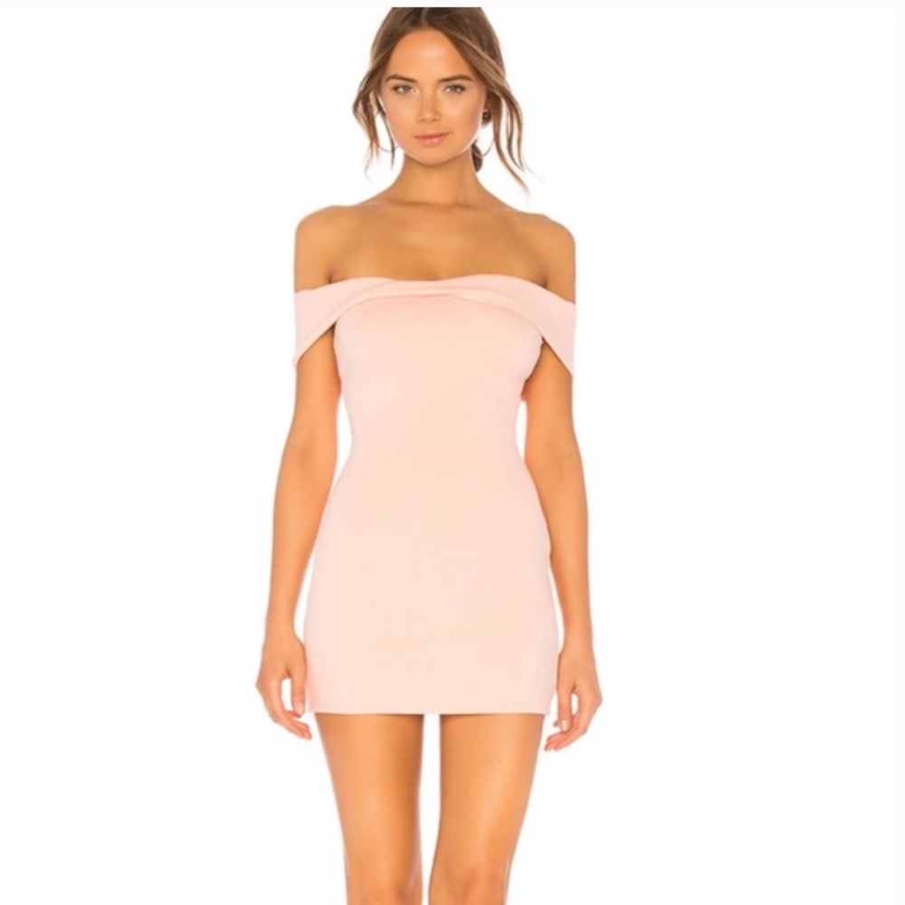 Revolve Lovers and friends pink off shoulder mini dress